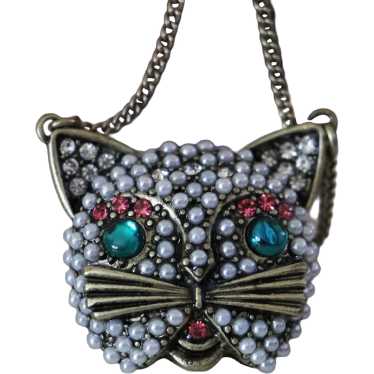 Bold vintage Betsey Johnson Cat Necklace
