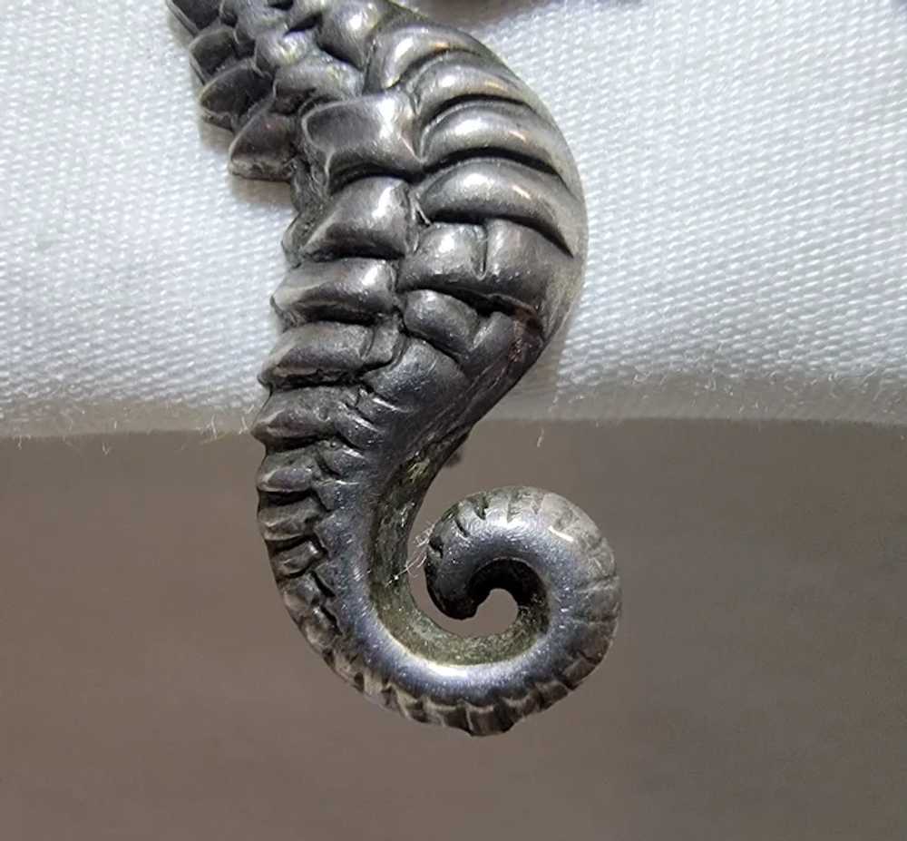 Sterling silver seahorse screw back earrings - image 12