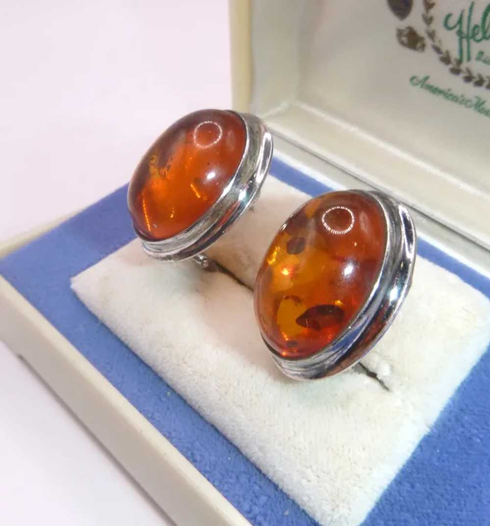 Amber and Sterling Omega Back Earrings - image 5