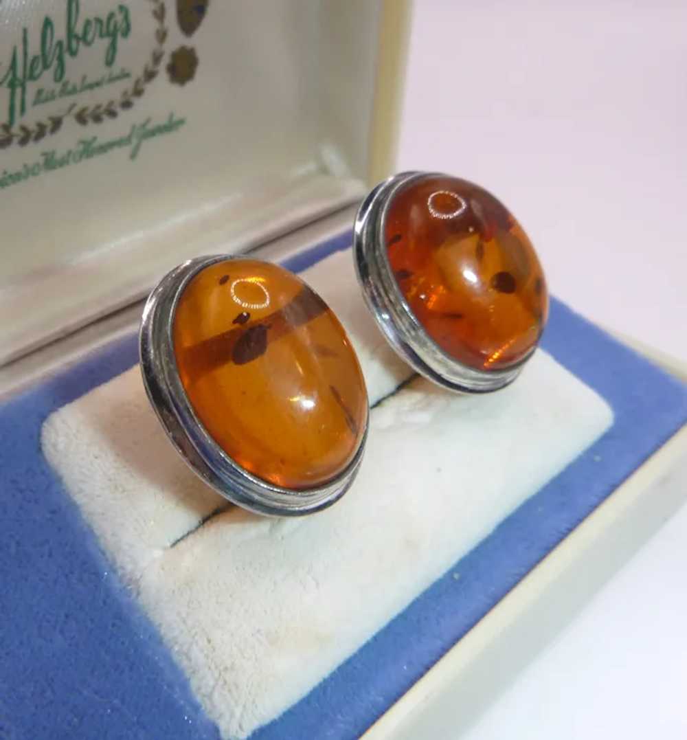 Amber and Sterling Omega Back Earrings - image 7