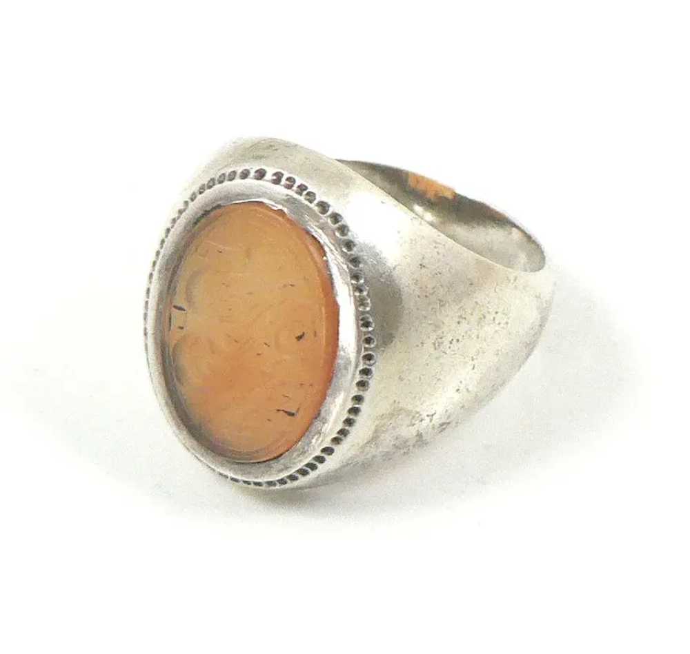 Oval Carnelian Ancient Intaglio in Silver Setting… - image 3