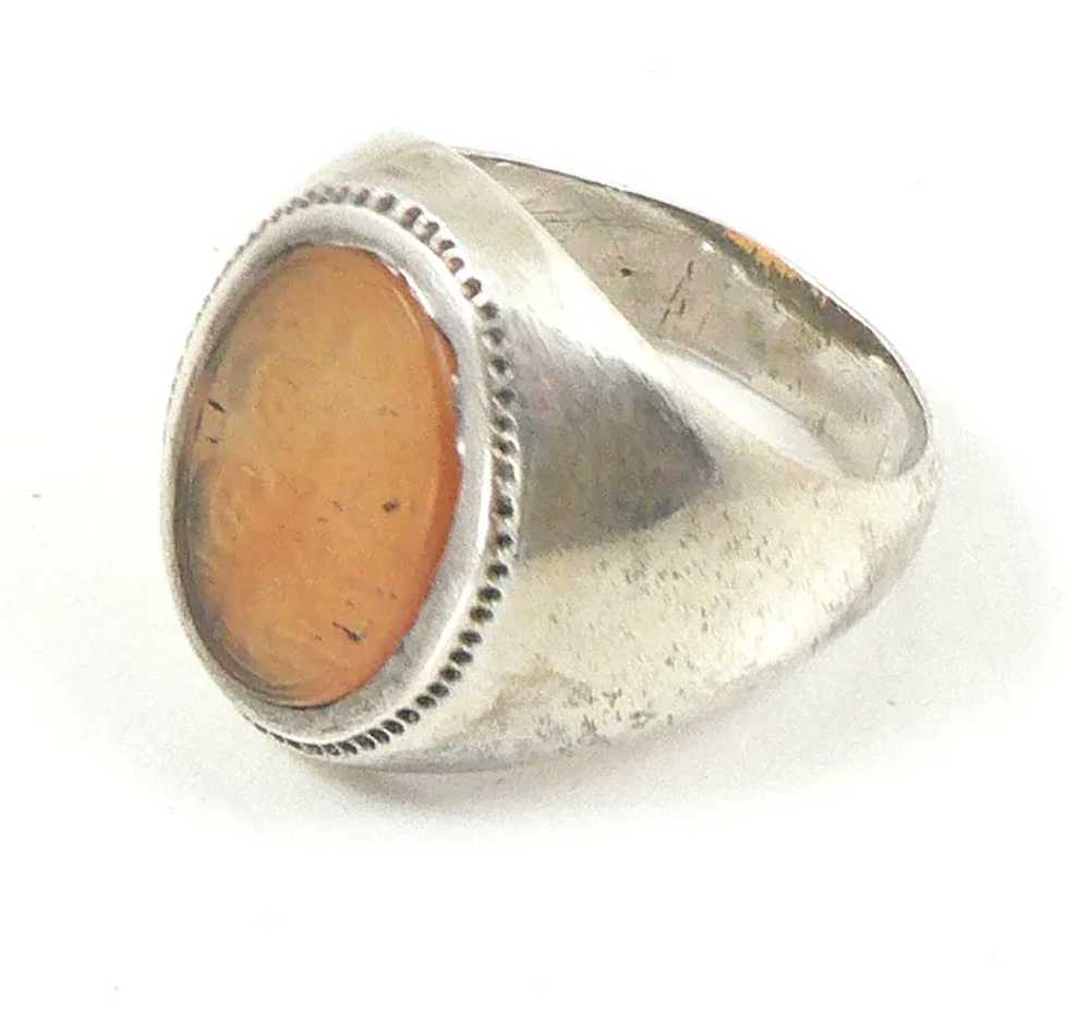 Oval Carnelian Ancient Intaglio in Silver Setting… - image 7