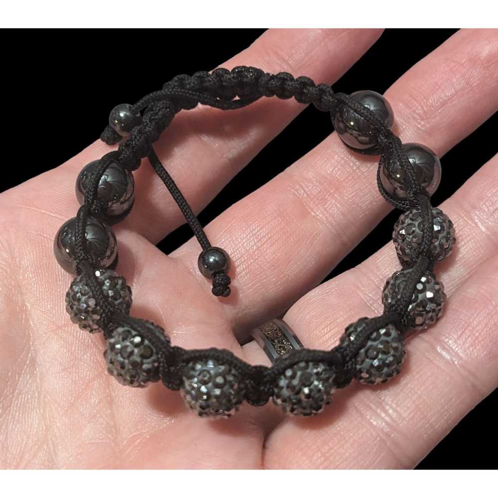 Other Rhinestone Hematite Macrame Bracelet - image 4