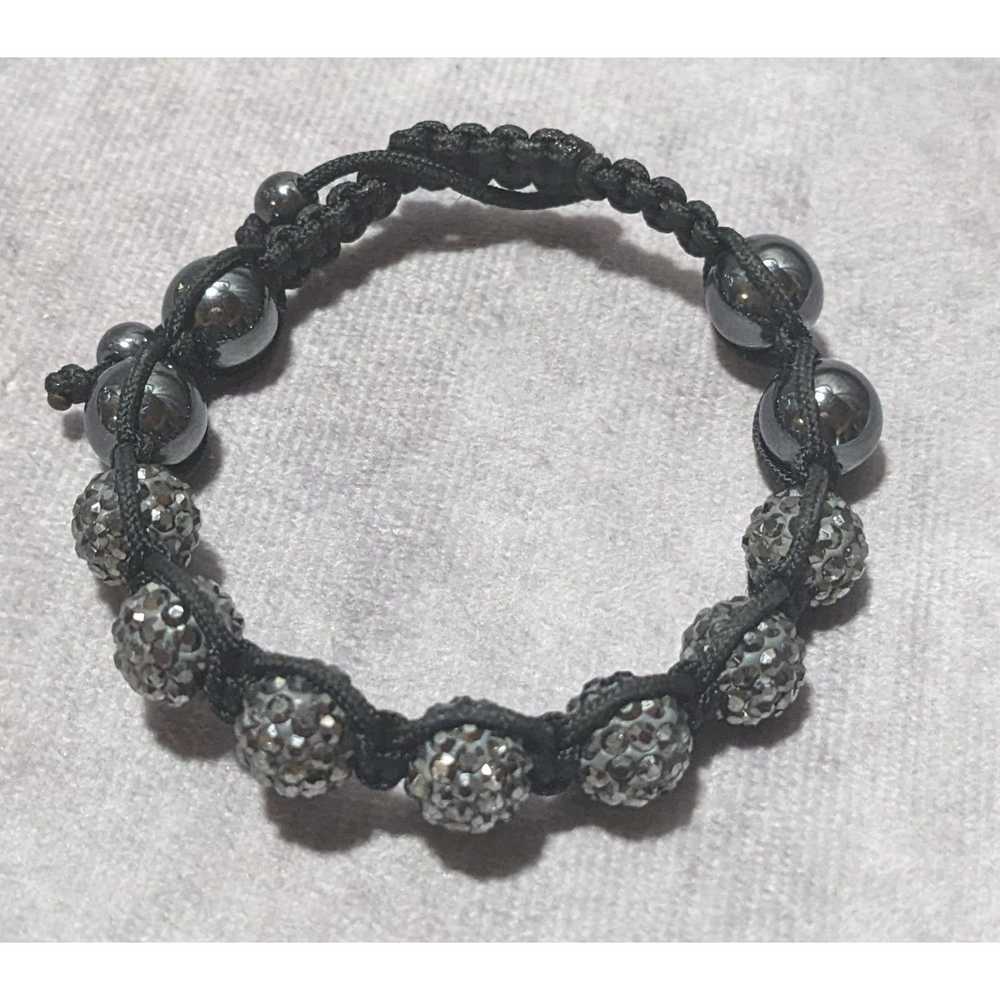 Other Rhinestone Hematite Macrame Bracelet - image 5