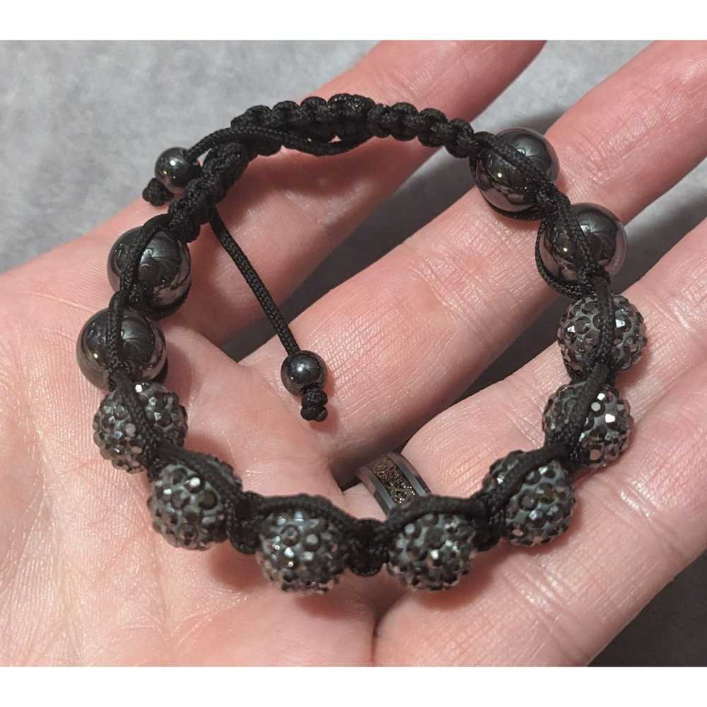 Other Rhinestone Hematite Macrame Bracelet - image 8