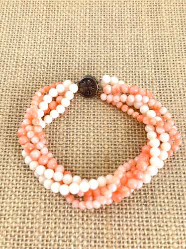 Victorian Angel Skin Coral Multi-strand Bead Brace