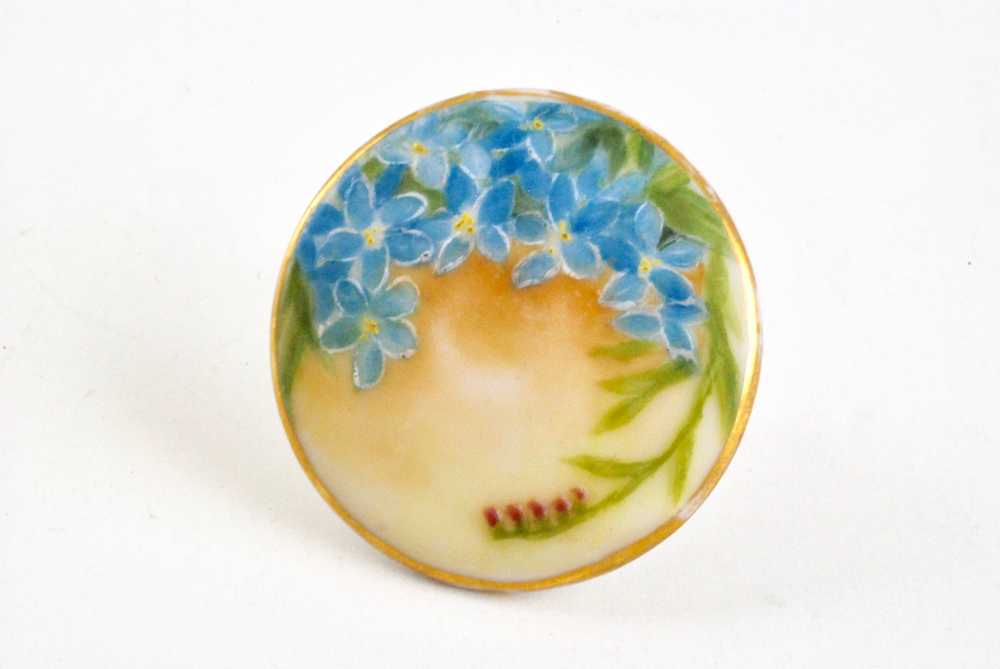 Vintage Porcelain Earrings Hand Painted Forget Me… - image 5