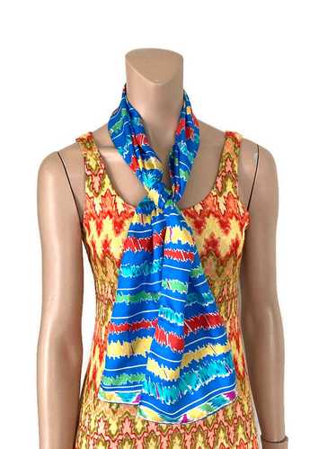 Vintage Silk Scarf Long and Colorful - image 1