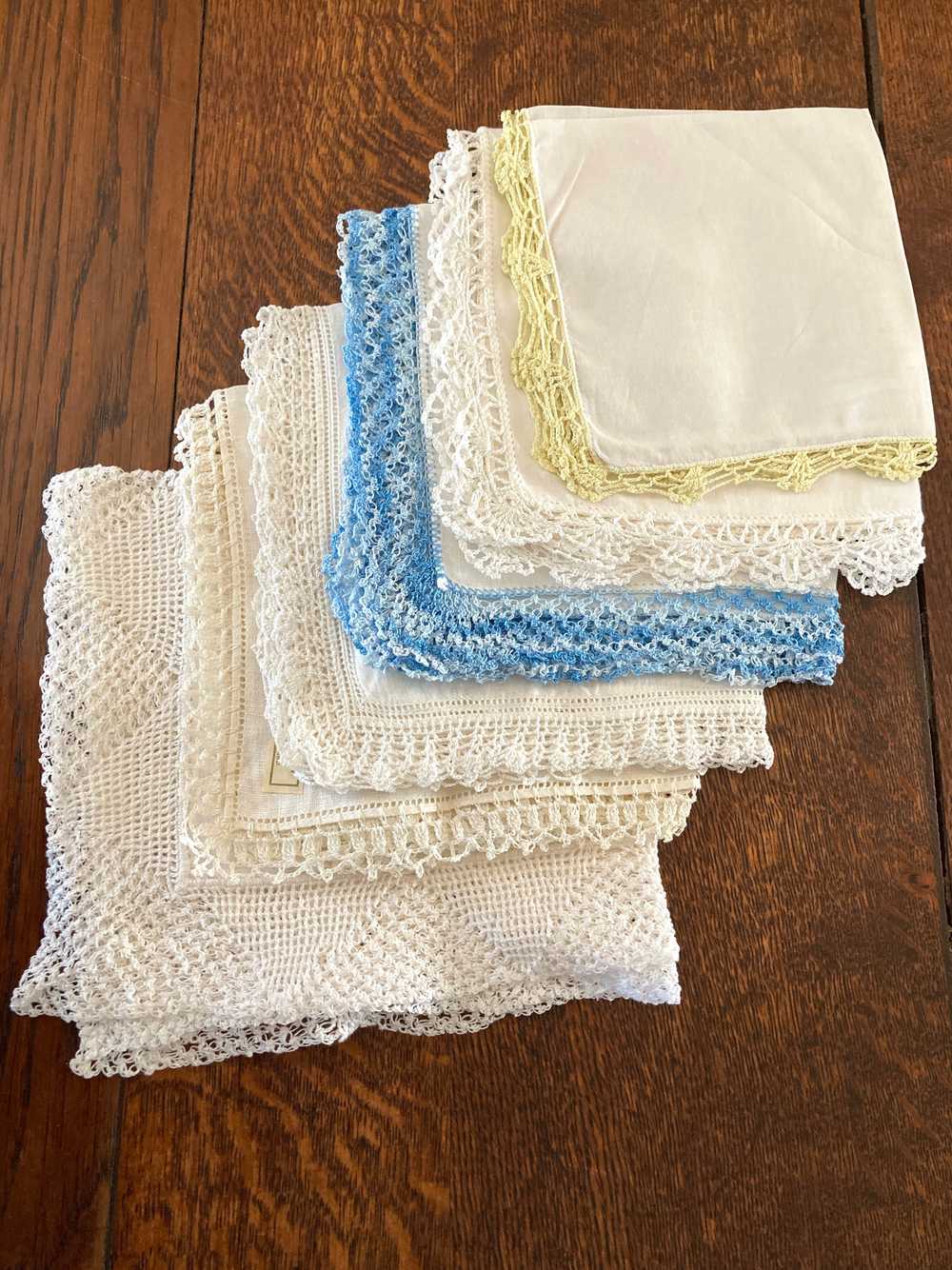 Set of 6 Vintage Crochet Lace Edge Hankies - image 2