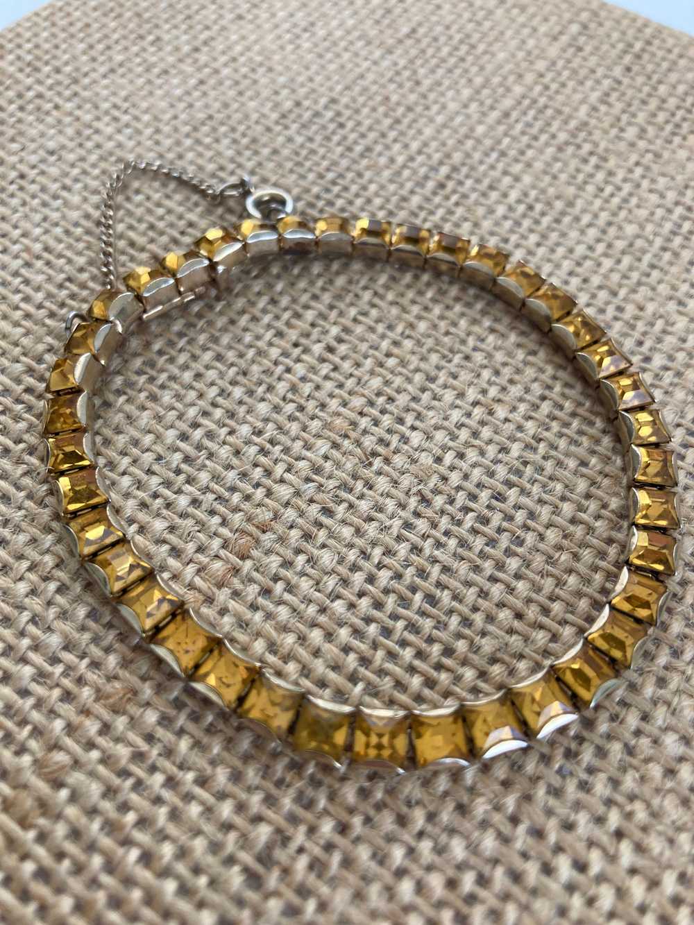 Vintage Amber Paste Princess Cut Tennis Bracelet - image 1