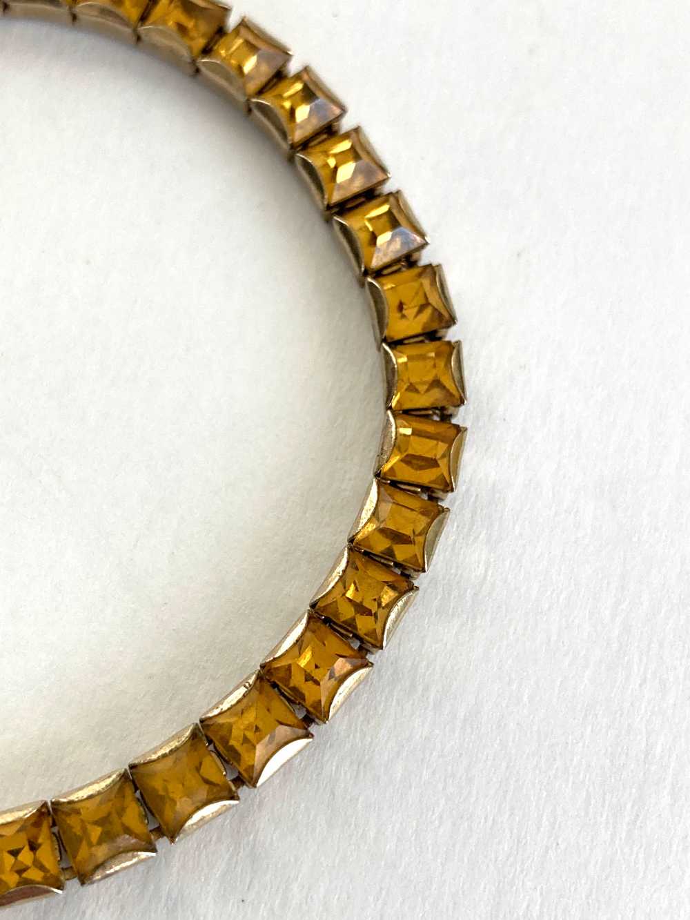 Vintage Amber Paste Princess Cut Tennis Bracelet - image 3