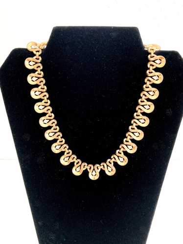 1930s Trifari Gold Tone Teardrop & Crystal Necklac