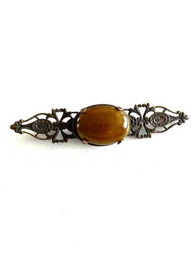 Edwardian Style Bar Brooch with Center Cabochon