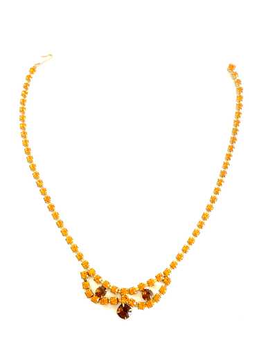 Stunning Topaz Rhinestone Choker Necklace 1950s