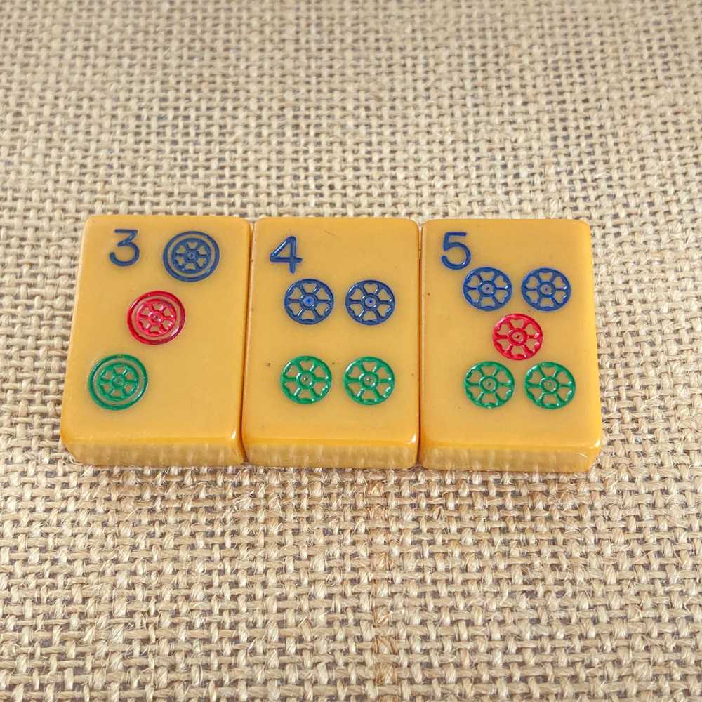 Bakelite Mahjong 3 Tile Brooch Artist Signed - image 2