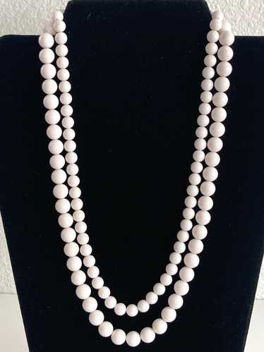 Double Strand White Beaded Necklace Marked Japan