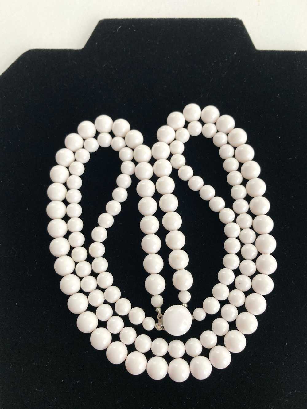 Double Strand White Beaded Necklace Marked Japan - image 3