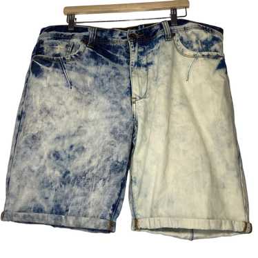 Akoo Akoo Brand Distressed Acid Wash Cuff Denim Sh