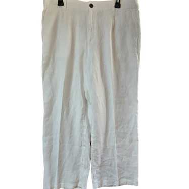 Lands End White Linen Pants Size 14 Peite