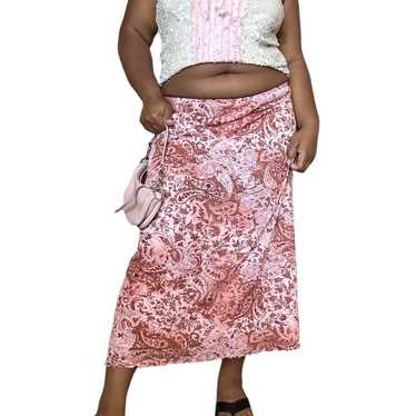 VTG Pink Paisley Maxi Skirt (L) - image 1