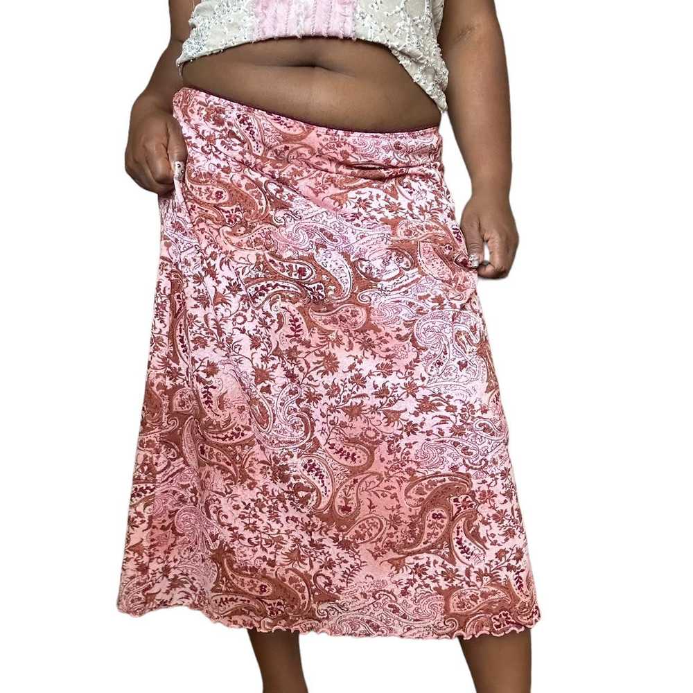 VTG Pink Paisley Maxi Skirt (L) - image 2