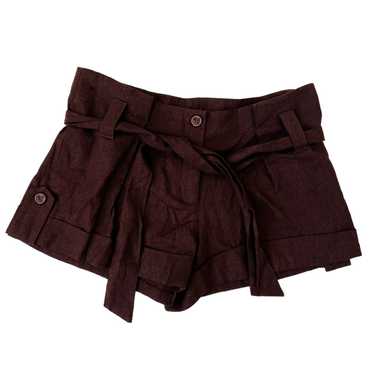 Chocolate Brown Belted Linen Shorts (M) - image 1