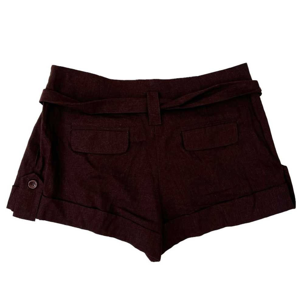 Chocolate Brown Belted Linen Shorts (M) - image 2