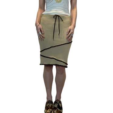 Y2K Cream Knit Midi Skirt (xs) - image 1