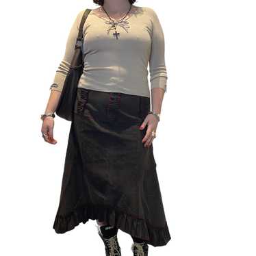 Vintage 90s Asymmetrical Ruffle Midi Skirt (L) - image 1