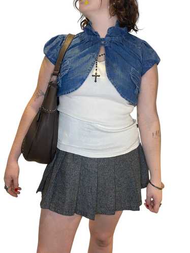 Vintage Denim Puffball Bolero Cardigan (M) - image 1