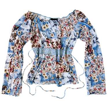 Vintage Flowy Blue Floral Top (M/L) - image 1