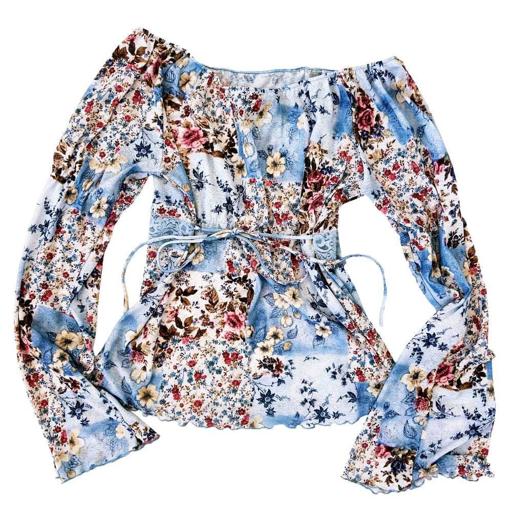 Vintage Flowy Blue Floral Top (M/L) - image 2