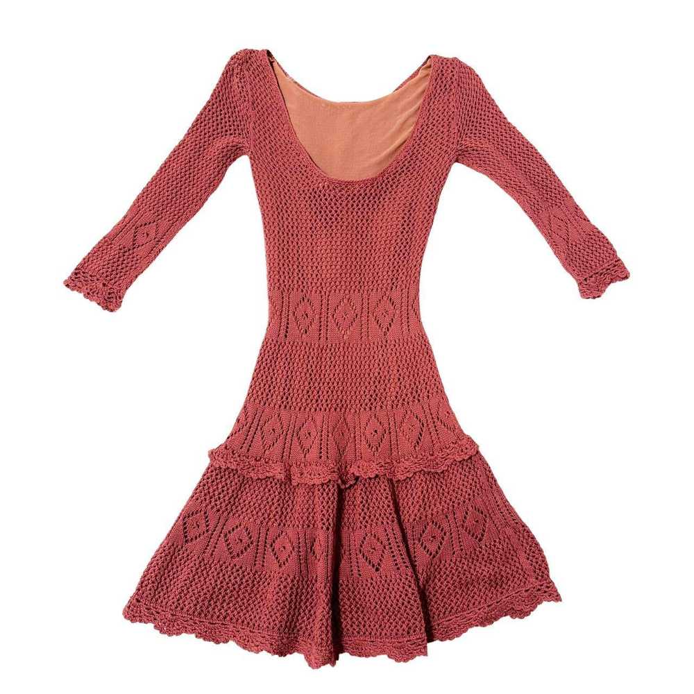 2000s Desert Rose Crochet Mini Dress (S) - image 4