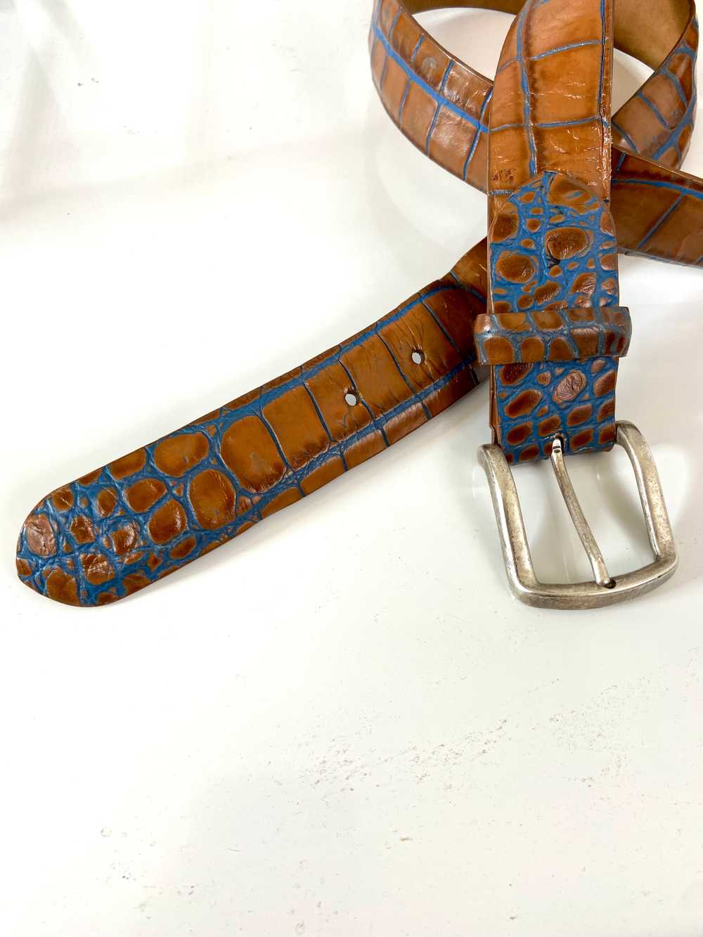 Two-Tone Croc-Embossed belt made in Italy - image 2