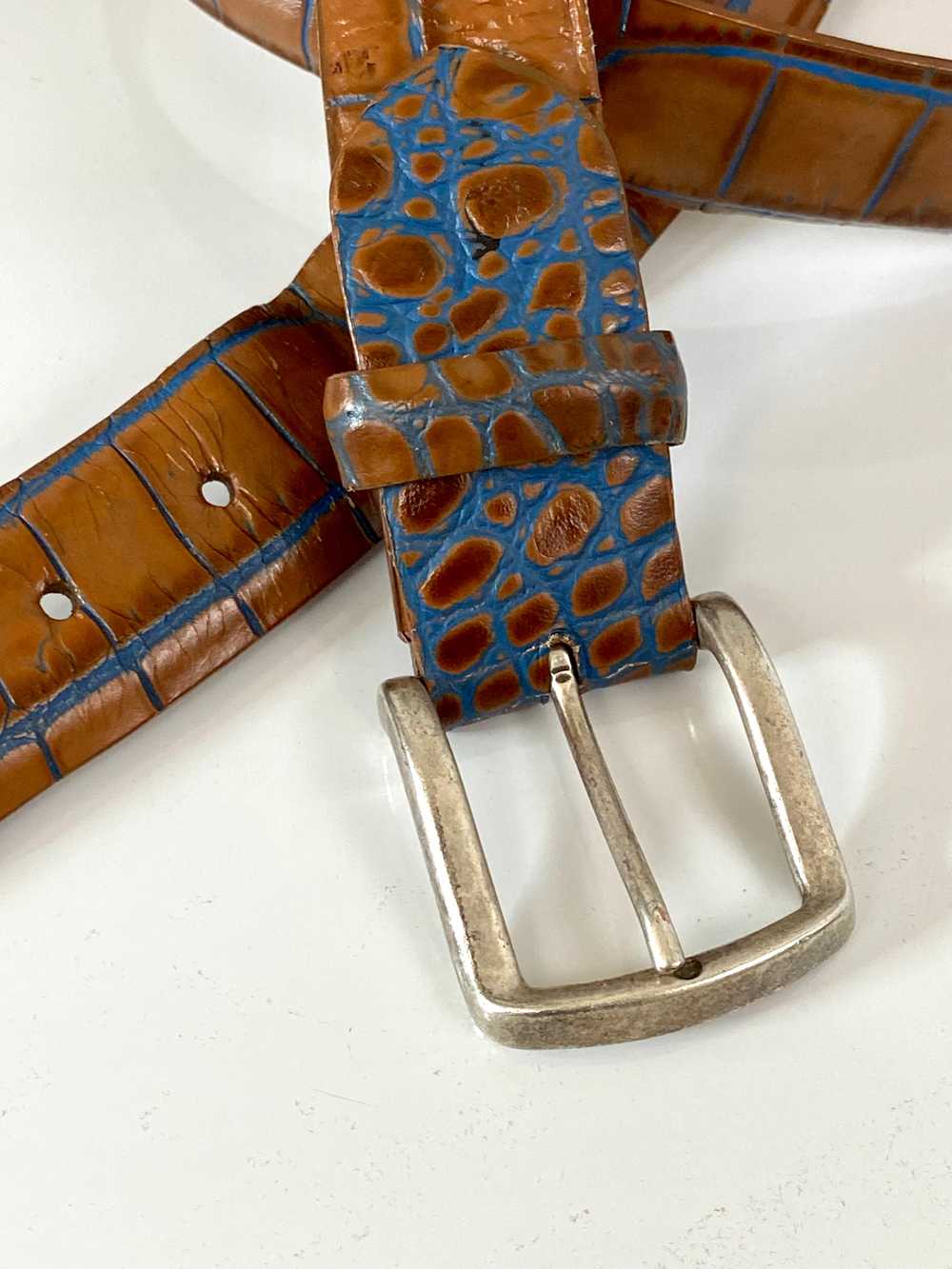 Two-Tone Croc-Embossed belt made in Italy - image 4