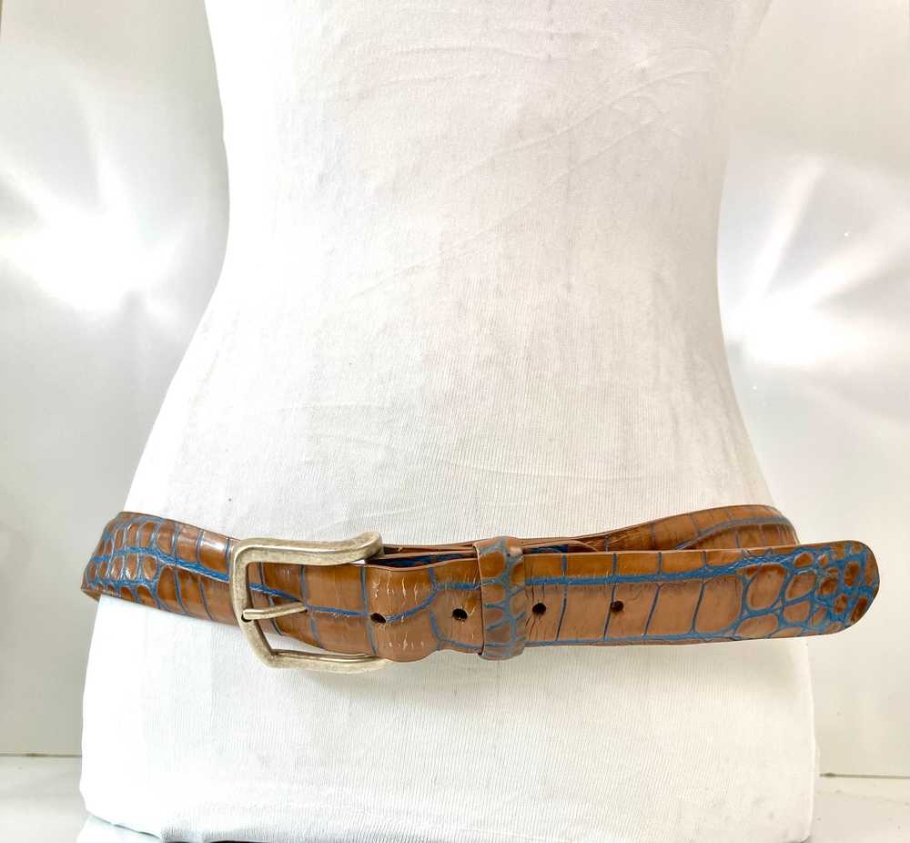 Two-Tone Croc-Embossed belt made in Italy - image 5