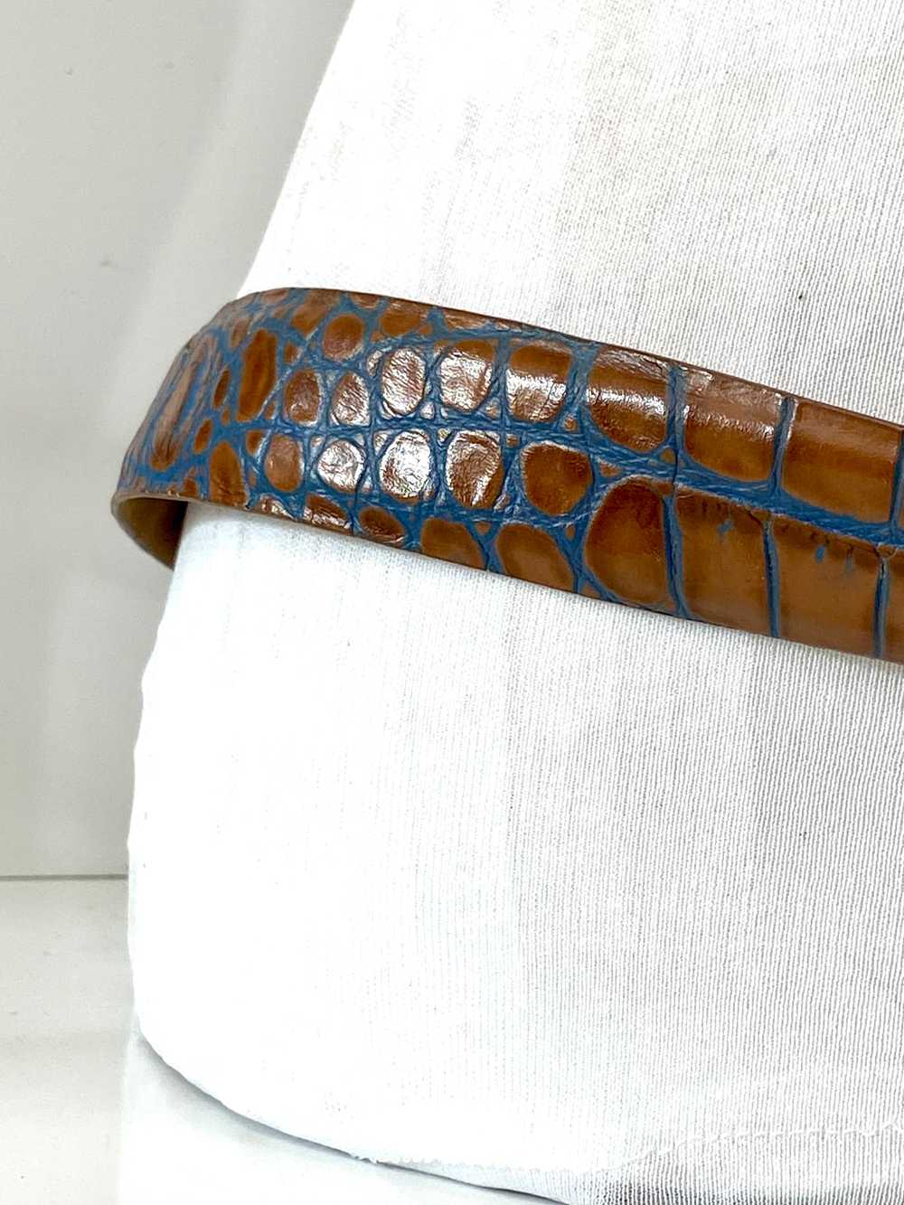 Two-Tone Croc-Embossed belt made in Italy - image 6