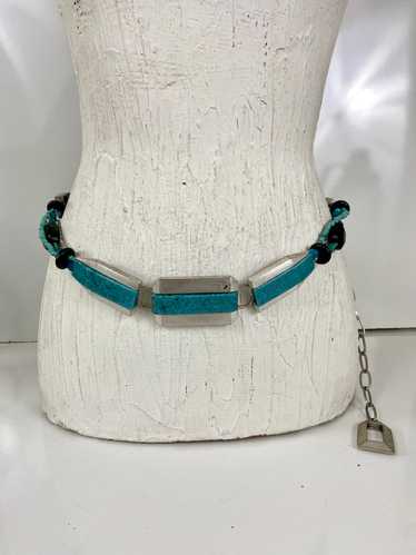 BLUE AND SILVER PLATE CHUNKY TURQUOISE COLOR