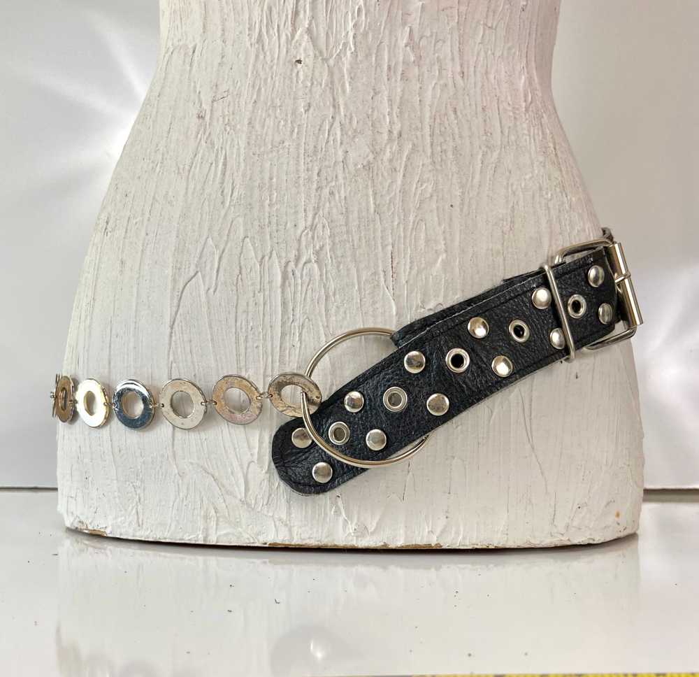 Black and silver chain belt - image 2