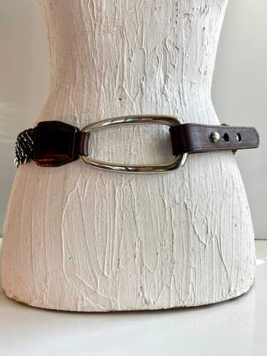 Brown breaded Leather belt