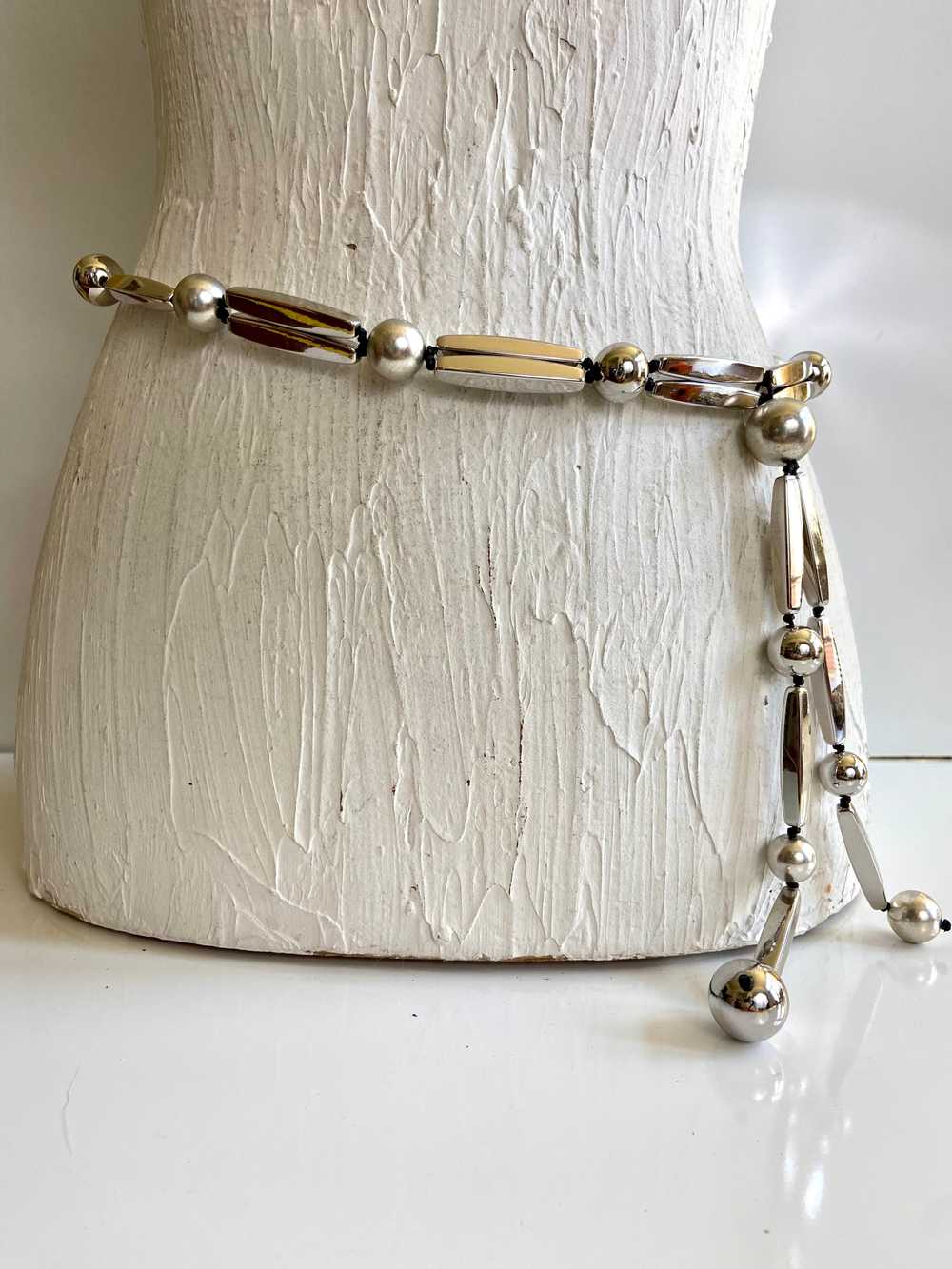 Silver tone waist belt - image 1