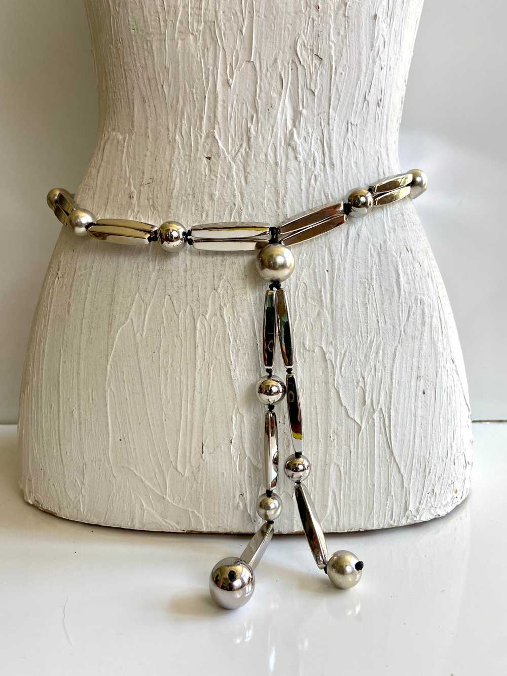 Silver tone waist belt - image 2