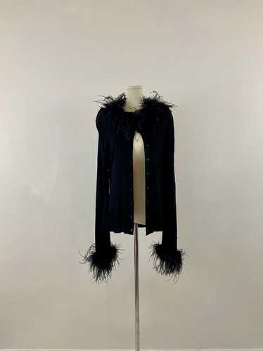 Valerie Stevens Black Ostrich Chenille Sweater