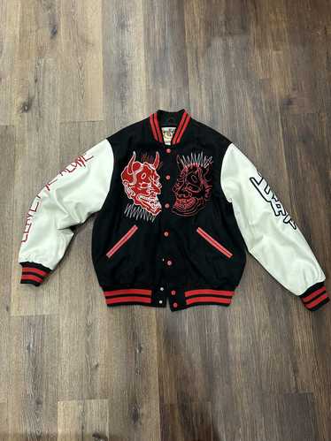 Smoke Rise Black, white and red varsity jacket