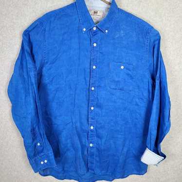Vintage Hickey Freeman Shirt Mens XL 100% Linen S… - image 1