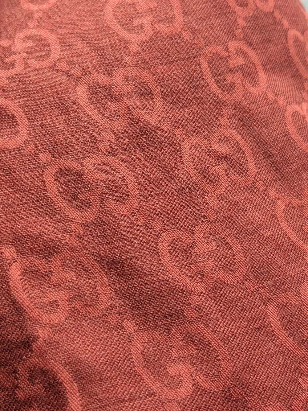 Gucci Gucci Scarf Red Monogram Logo Silk Wool Fri… - image 6