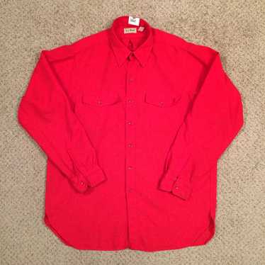 Vintage LL Bean Button Up Shirt Mens XL Red Long S