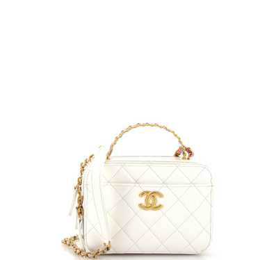 CHANEL CC Woven Rainbow Chain Handle Zip Around Va