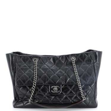CHANEL Duo Color Front Flap Shopping Tote Quilted 