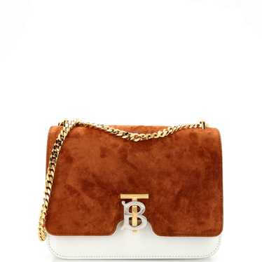Burberry TB Flap Chain Bag Suede and Leather Mediu